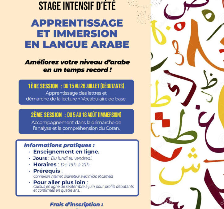 Stage intensif d’été : Apprentissage et immersion en langue arabeStage intensif d’été :